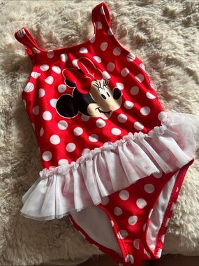 Disney Red & White Minnie Mouse Polka Dot One-Piece Swimsuit